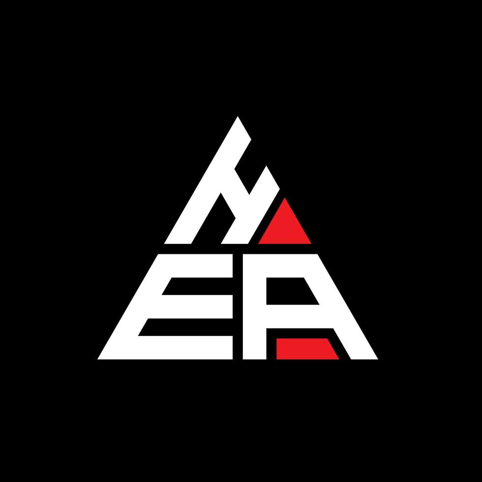 HEA triangle letter logo design with triangle shape. HEA triangle logo design monogram. HEA triangle vector logo template with red color. HEA triangular logo