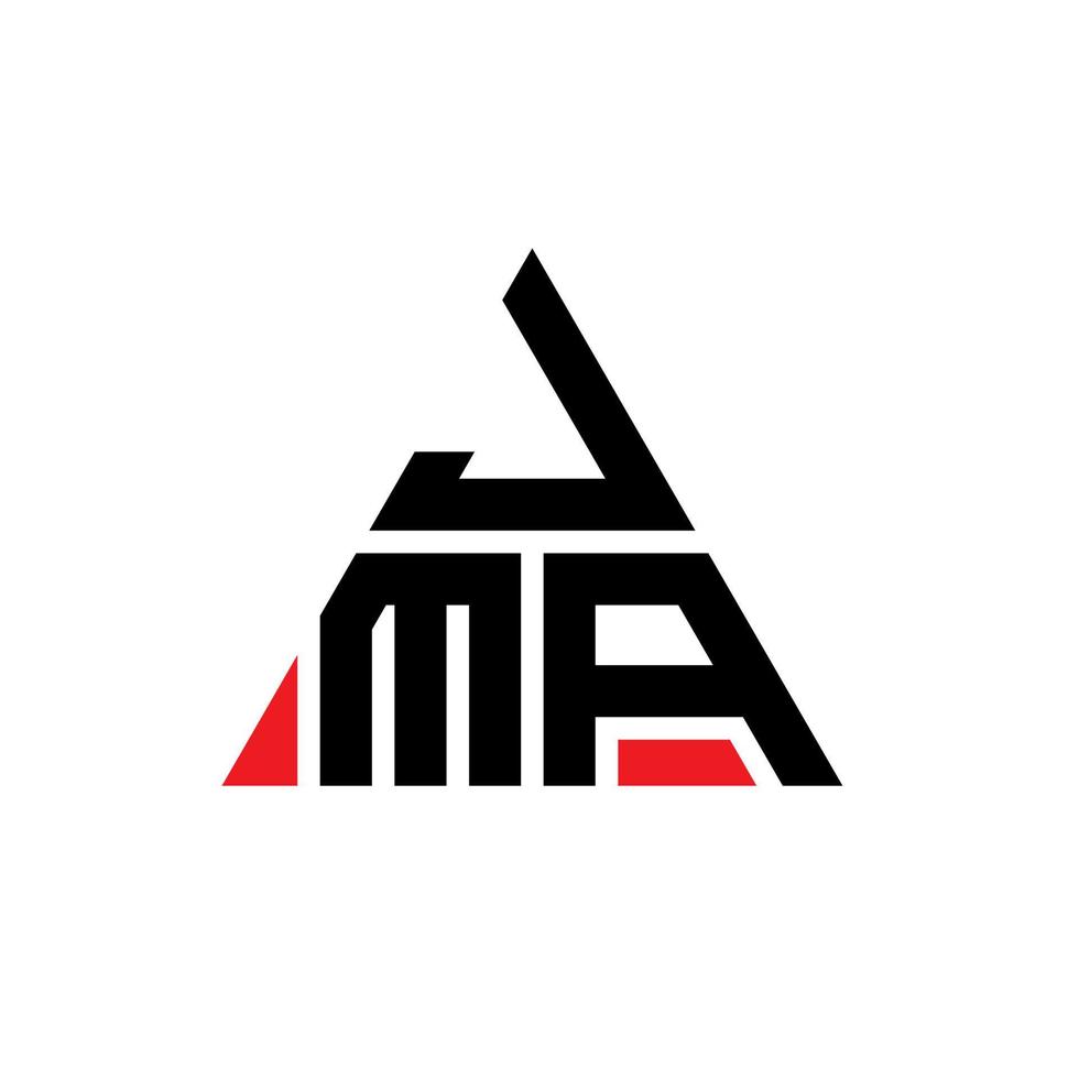 diseño de logotipo de letra triangular jma con forma de triángulo. monograma de diseño del logotipo del triángulo jma. plantilla de logotipo de vector de triángulo jma con color rojo. logotipo triangular jma logotipo simple, elegante y lujoso.