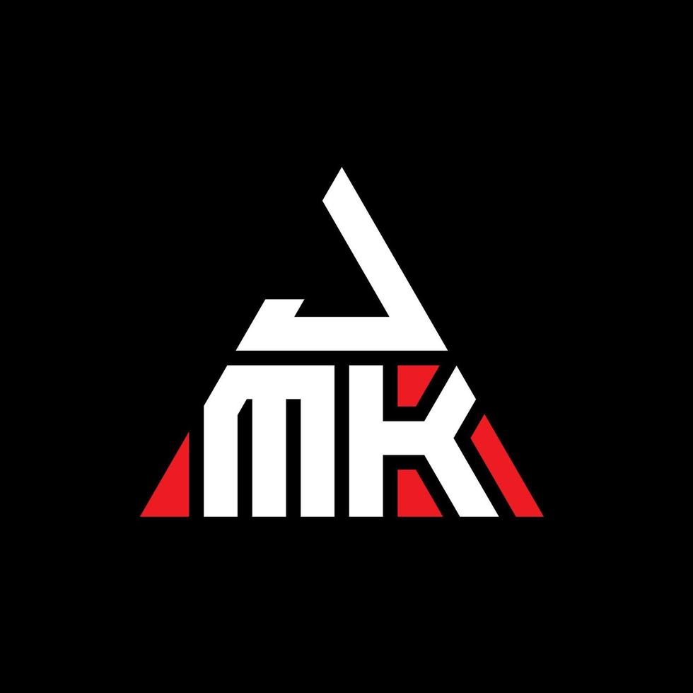 JMK triangle letter logo design with triangle shape. JMK triangle logo design monogram. JMK triangle vector logo template with red color. JMK triangular logo Simple, Elegant, and Luxurious Logo.