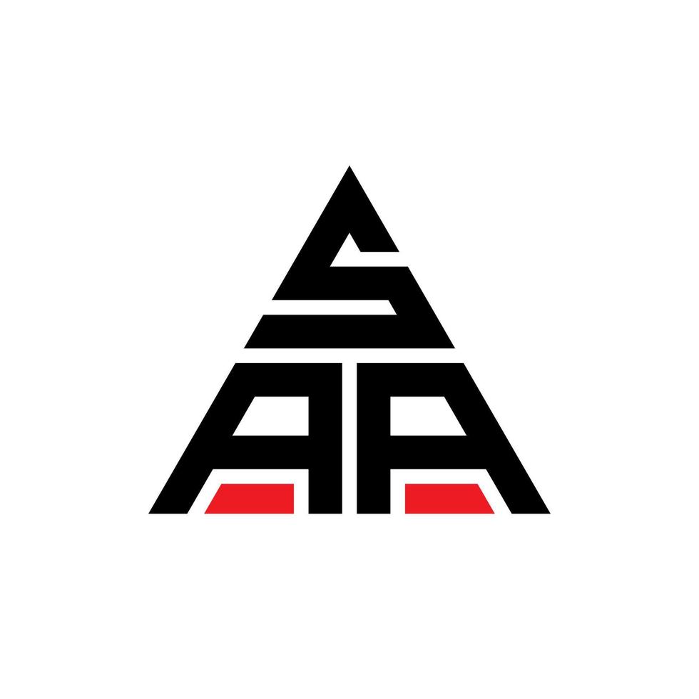 diseño de logotipo de letra triangular saa con forma de triángulo. monograma de diseño de logotipo de triángulo saa. plantilla de logotipo de vector de triángulo saa con color rojo. logo triangular saa logo simple, elegante y lujoso.