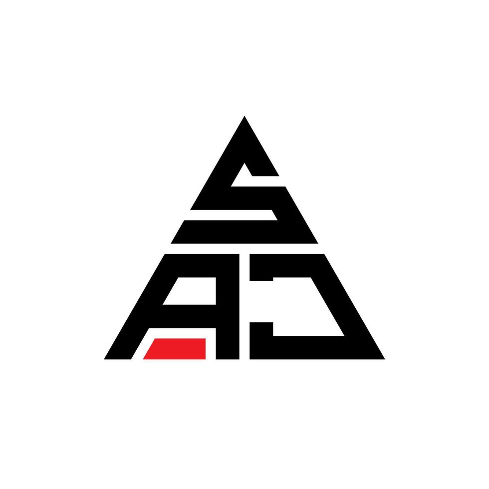 diseño del logotipo de la letra del triángulo saj con forma de triángulo. monograma de diseño del logotipo del triángulo saj. plantilla de logotipo de vector de triángulo saj con color rojo. logotipo triangular saj logotipo simple, elegante y lujoso.