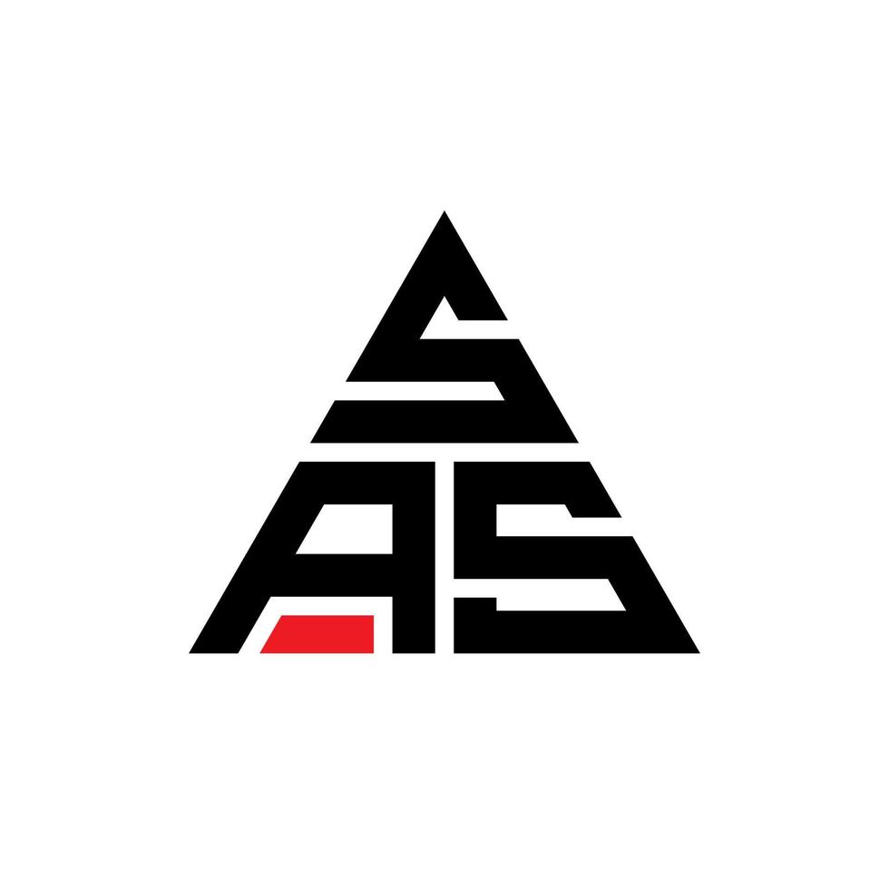 diseño de logotipo de letra triangular sas con forma de triángulo. monograma de diseño de logotipo de triángulo sas. plantilla de logotipo de vector de triángulo sas con color rojo. logotipo triangular sas logotipo simple, elegante y lujoso.