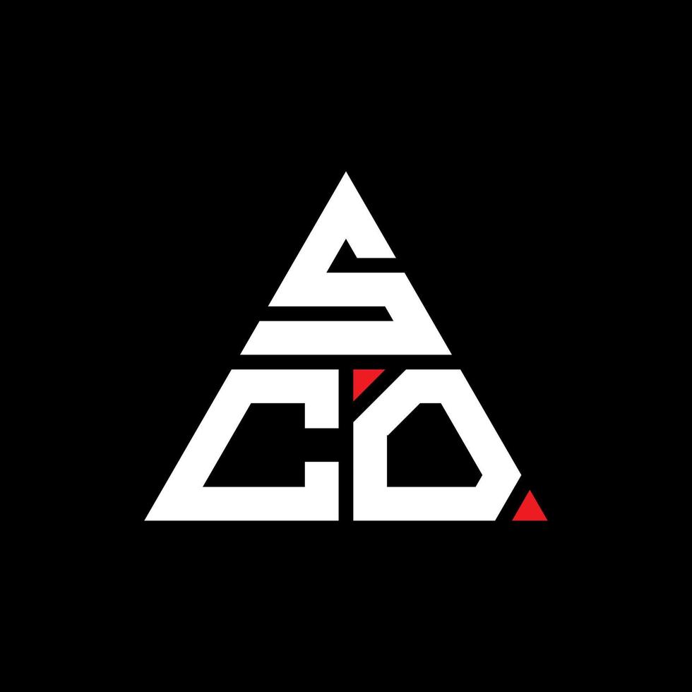 SCO triangle letter logo design with triangle shape. SCO triangle logo design monogram. SCO triangle vector logo template with red color. SCO triangular logo Simple, Elegant, and Luxurious Logo.