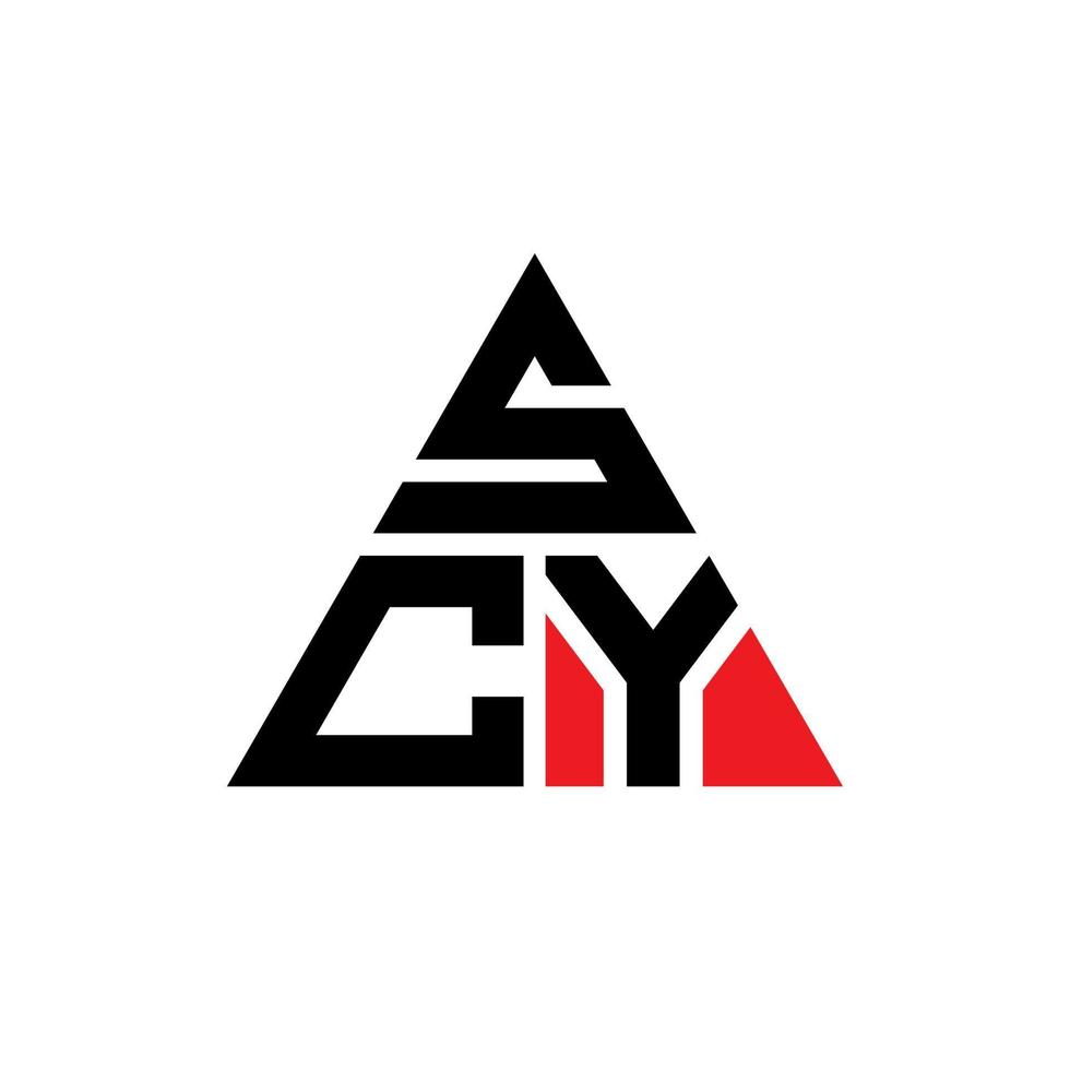 SCY triangle letter logo design with triangle shape. SCY triangle logo design monogram. SCY triangle vector logo template with red color. SCY triangular logo Simple, Elegant, and Luxurious Logo.