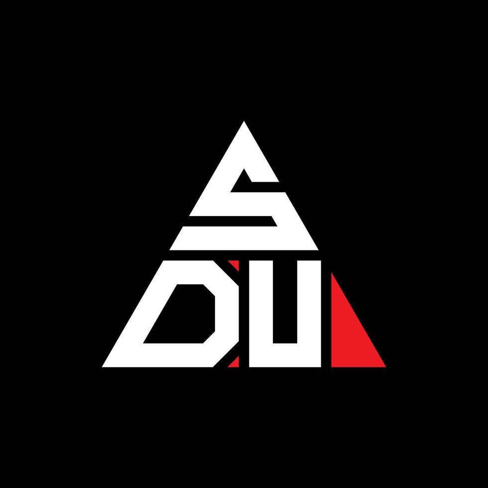 SDU triangle letter logo design with triangle shape. SDU triangle logo design monogram. SDU triangle vector logo template with red color. SDU triangular logo Simple, Elegant, and Luxurious Logo.