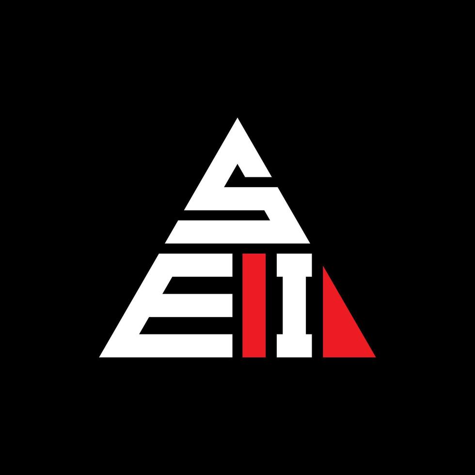 sei diseño de logotipo de letra triangular con forma de triángulo. monograma de diseño del logotipo del triángulo sei. plantilla de logotipo de vector de triángulo sei con color rojo. logotipo triangular sei logotipo simple, elegante y lujoso.