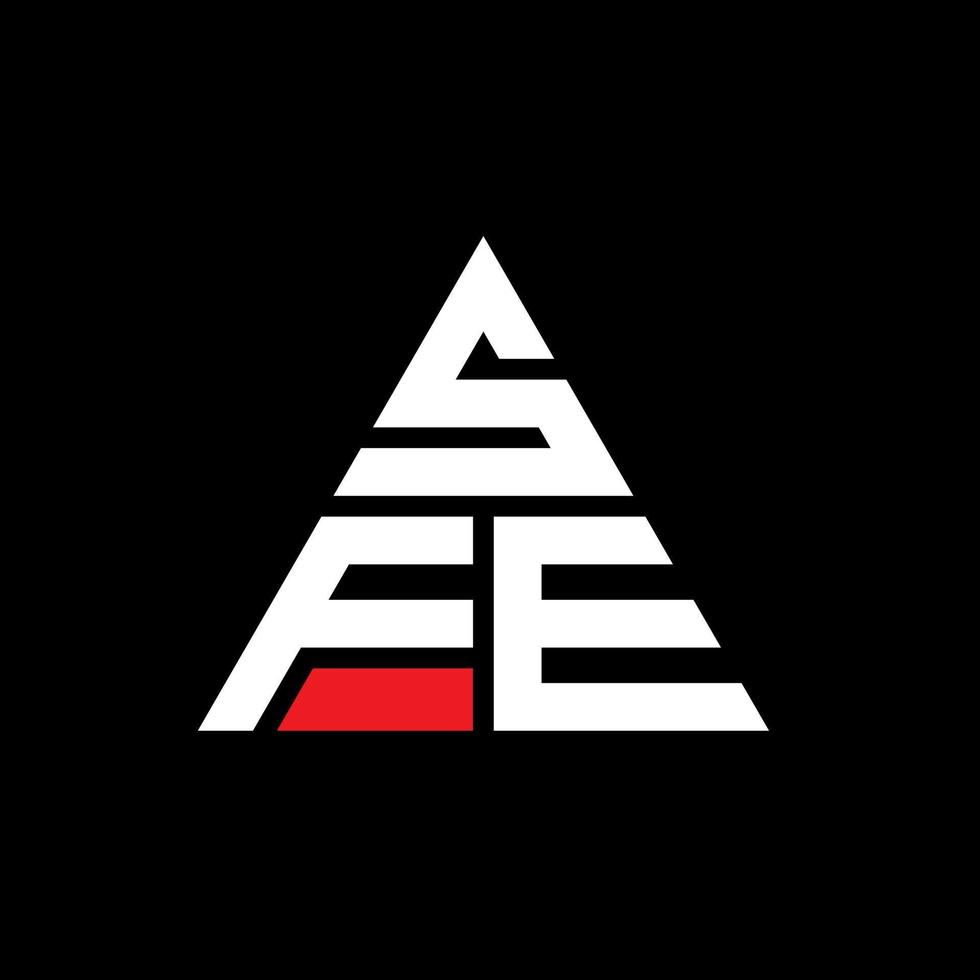 SFE triangle letter logo design with triangle shape. SFE triangle logo design monogram. SFE triangle vector logo template with red color. SFE triangular logo Simple, Elegant, and Luxurious Logo.