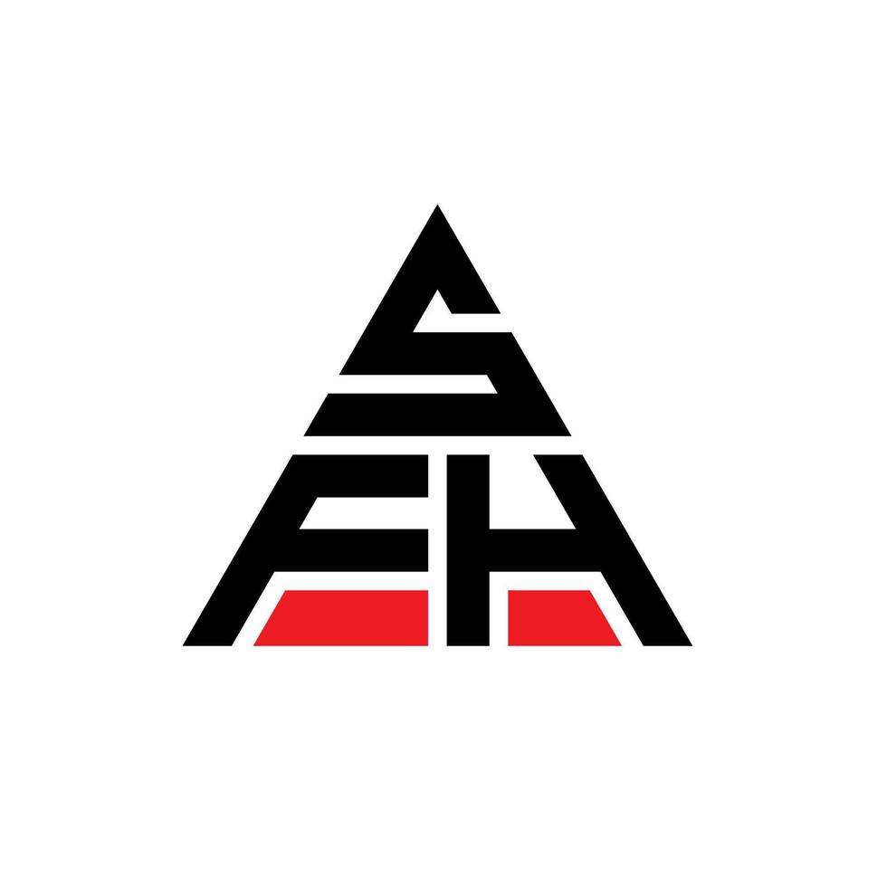 SFH triangle letter logo design with triangle shape. SFH triangle logo design monogram. SFH triangle vector logo template with red color. SFH triangular logo Simple, Elegant, and Luxurious Logo.