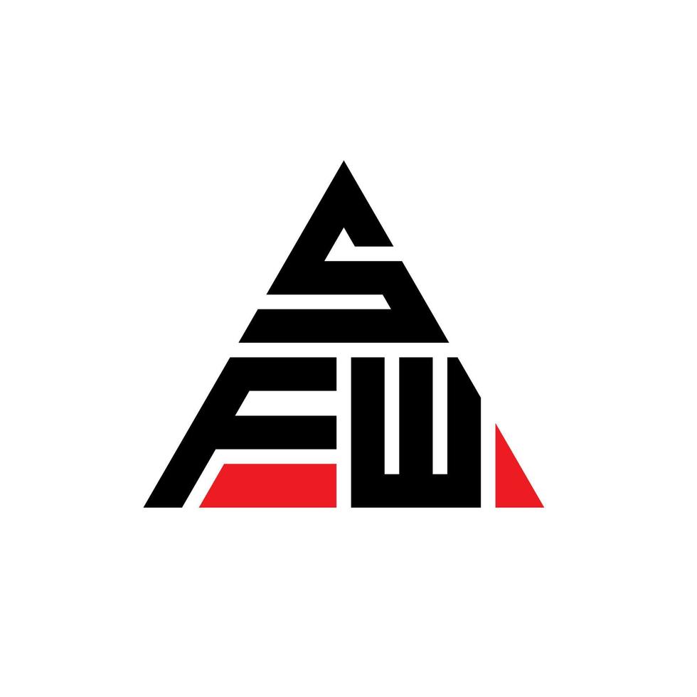 SFW triangle letter logo design with triangle shape. SFW triangle logo design monogram. SFW triangle vector logo template with red color. SFW triangular logo Simple, Elegant, and Luxurious Logo.