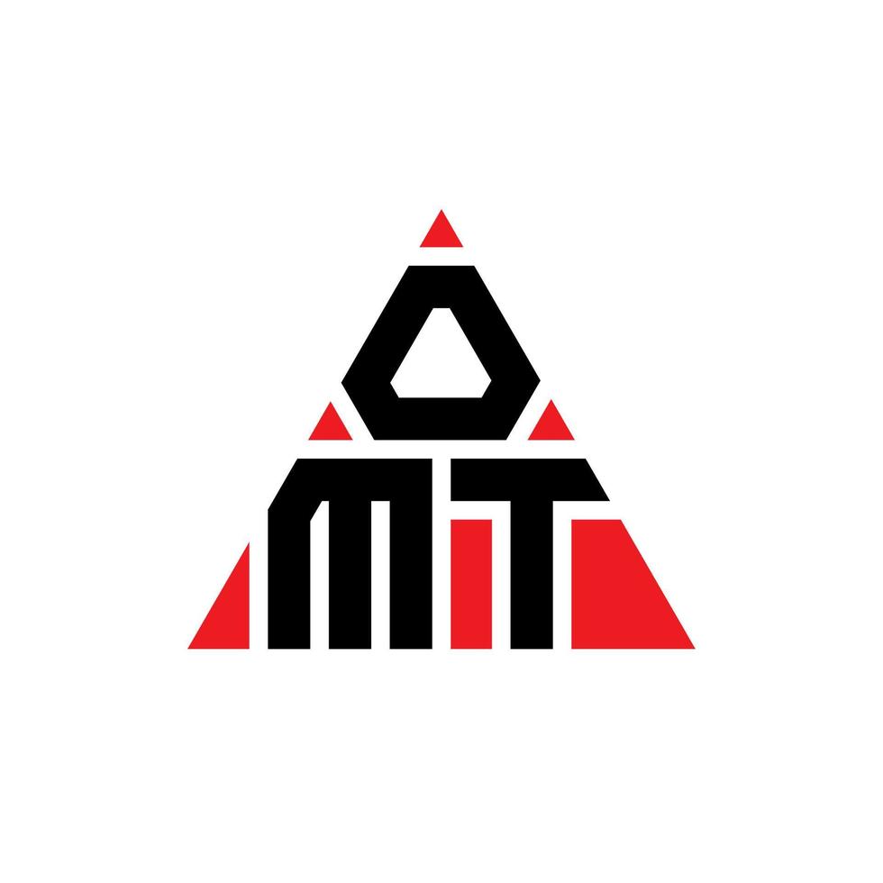 diseño de logotipo de letra triangular omt con forma de triángulo. monograma de diseño de logotipo de triángulo omt. plantilla de logotipo de vector de triángulo omt con color rojo. logotipo triangular omt logotipo simple, elegante y lujoso.