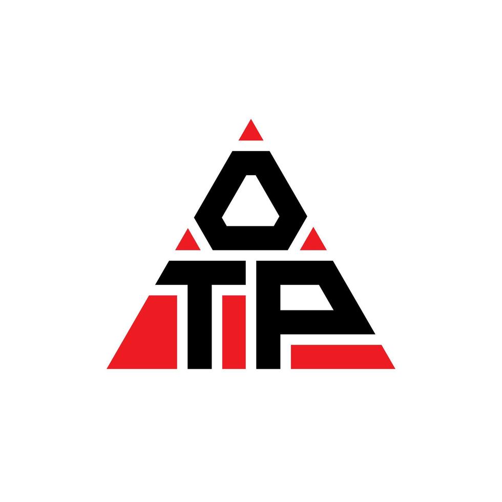 diseño de logotipo de letra de triángulo otp con forma de triángulo. monograma de diseño de logotipo de triángulo otp. plantilla de logotipo de vector de triángulo otp con color rojo. logotipo triangular otp logotipo simple, elegante y lujoso.