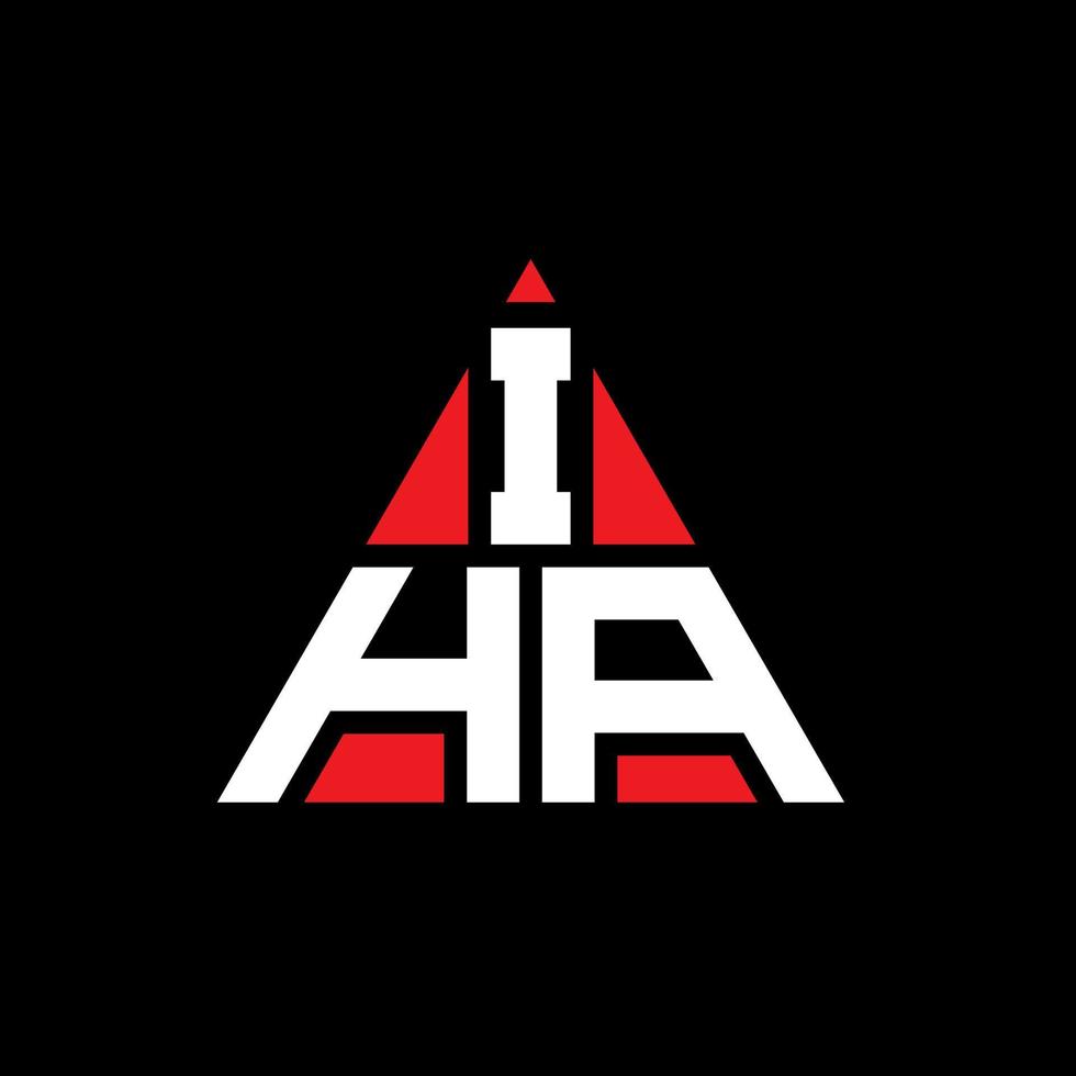 Diseño de logotipo de letra triangular iha con forma de triángulo. monograma de diseño del logotipo del triángulo iha. plantilla de logotipo de vector de triángulo iha con color rojo. logotipo triangular iha logotipo simple, elegante y lujoso.