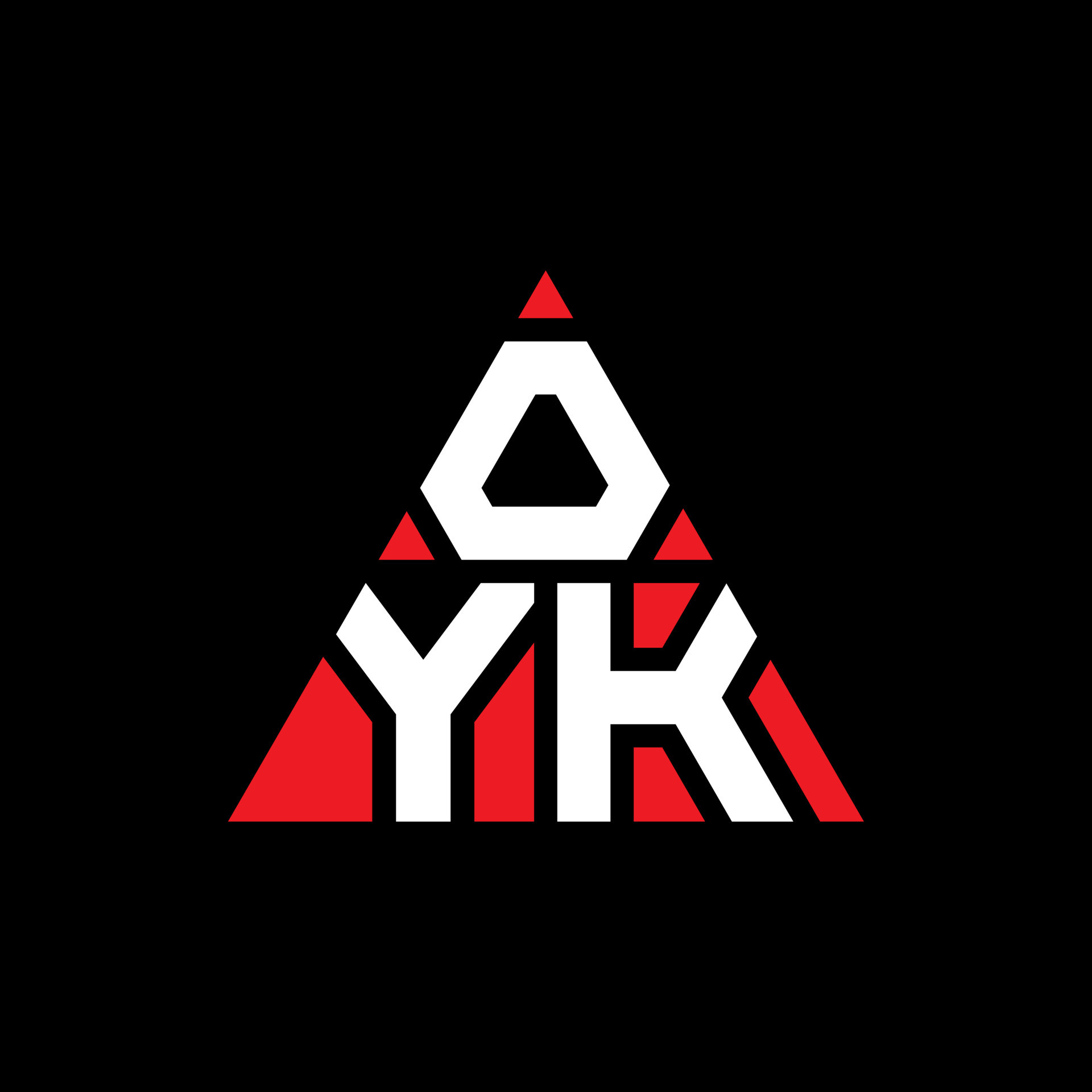 OYK triangle letter logo design with triangle shape. OYK triangle logo