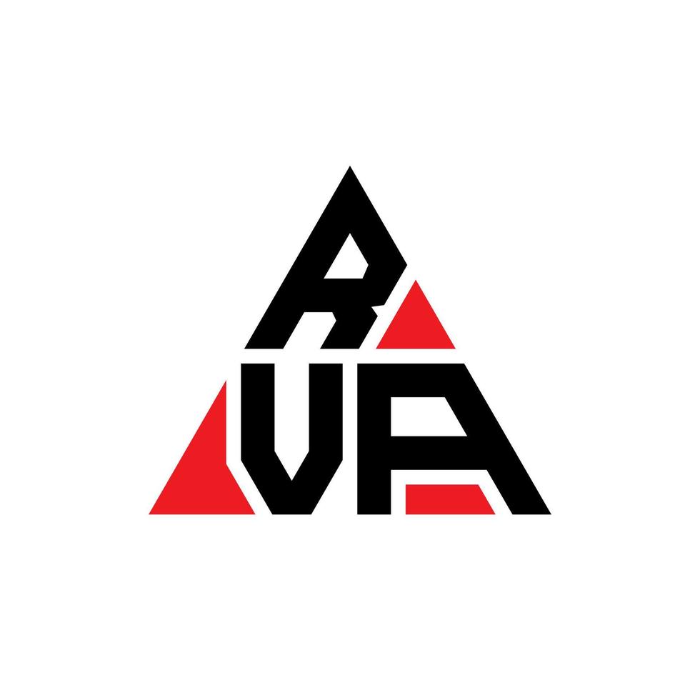 RVA triangle letter logo design with triangle shape. RVA triangle logo design monogram. RVA triangle vector logo template with red color. RVA triangular logo Simple, Elegant, and Luxurious Logo.