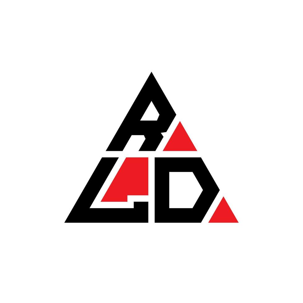 RLD triangle letter logo design with triangle shape. RLD triangle logo design monogram. RLD triangle vector logo template with red color. RLD triangular logo Simple, Elegant, and Luxurious Logo.