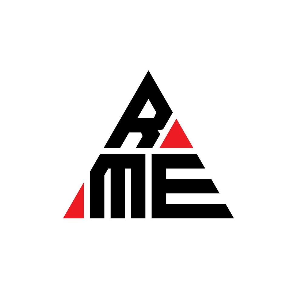 RME triangle letter logo design with triangle shape. RME triangle logo design monogram. RME triangle vector logo template with red color. RME triangular logo Simple, Elegant, and Luxurious Logo.