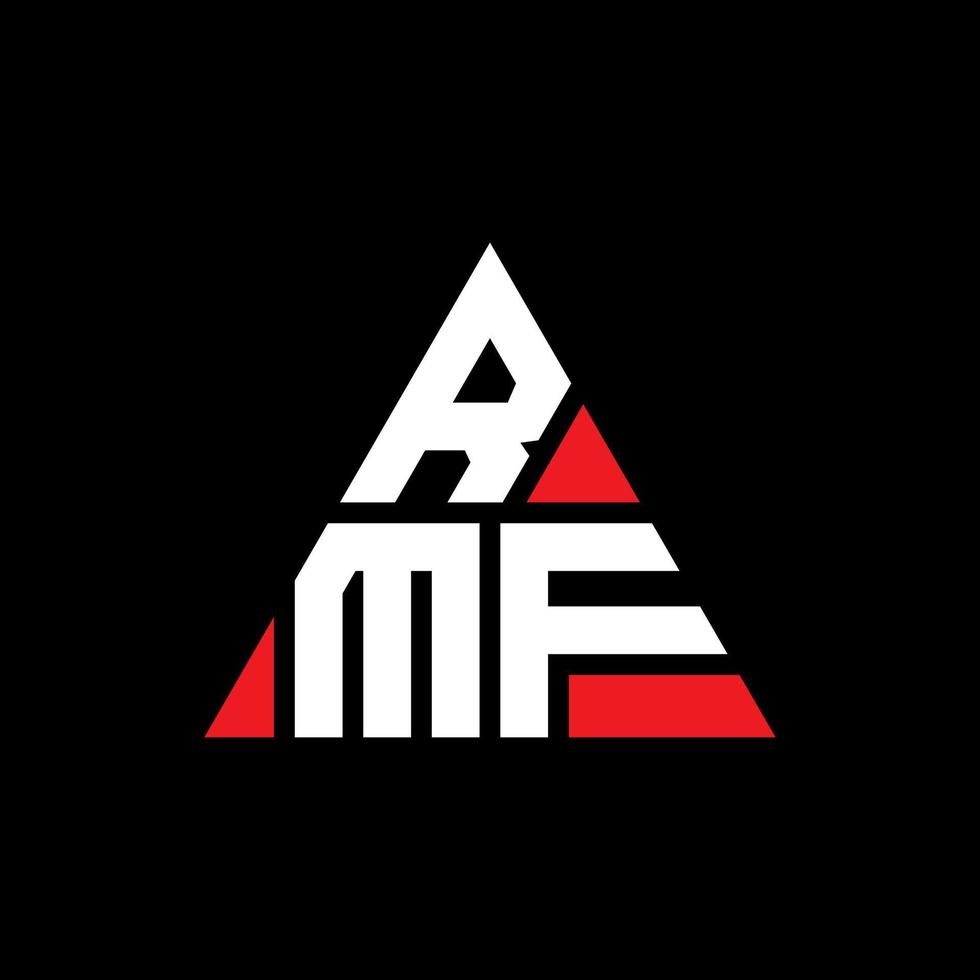 RMF triangle letter logo design with triangle shape. RMF triangle logo design monogram. RMF triangle vector logo template with red color. RMF triangular logo Simple, Elegant, and Luxurious Logo.