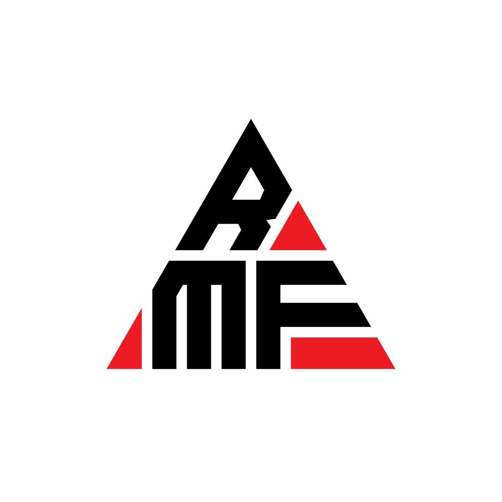 RMF triangle letter logo design with triangle shape. RMF triangle logo design monogram. RMF triangle vector logo template with red color. RMF triangular logo Simple, Elegant, and Luxurious Logo.