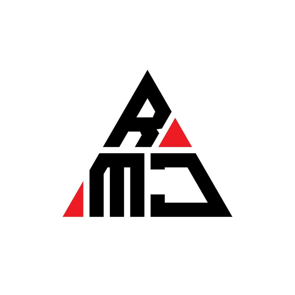 diseño de logotipo de letra triangular rmj con forma de triángulo. monograma de diseño del logotipo del triángulo rmj. plantilla de logotipo de vector de triángulo rmj con color rojo. logotipo triangular rmj logotipo simple, elegante y lujoso.