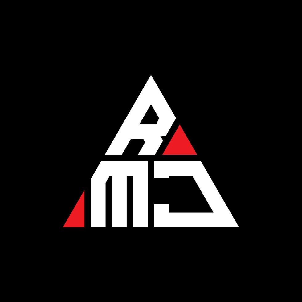 diseño de logotipo de letra triangular rmj con forma de triángulo. monograma de diseño del logotipo del triángulo rmj. plantilla de logotipo de vector de triángulo rmj con color rojo. logotipo triangular rmj logotipo simple, elegante y lujoso.