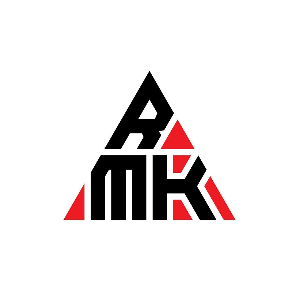 diseño de logotipo de letra triangular rmk con forma de triángulo. monograma de diseño de logotipo de triángulo rmk. plantilla de logotipo de vector de triángulo rmk con color rojo. logo triangular rmk logo simple, elegante y lujoso.
