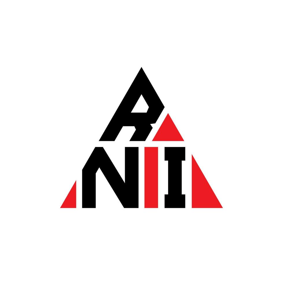 diseño de logotipo de letra triangular rni con forma de triángulo. monograma de diseño de logotipo de triángulo rni. plantilla de logotipo de vector de triángulo rni con color rojo. logotipo triangular rni logotipo simple, elegante y lujoso.