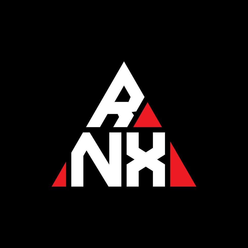RNX triangle letter logo design with triangle shape. RNX triangle logo design monogram. RNX triangle vector logo template with red color. RNX triangular logo Simple, Elegant, and Luxurious Logo.