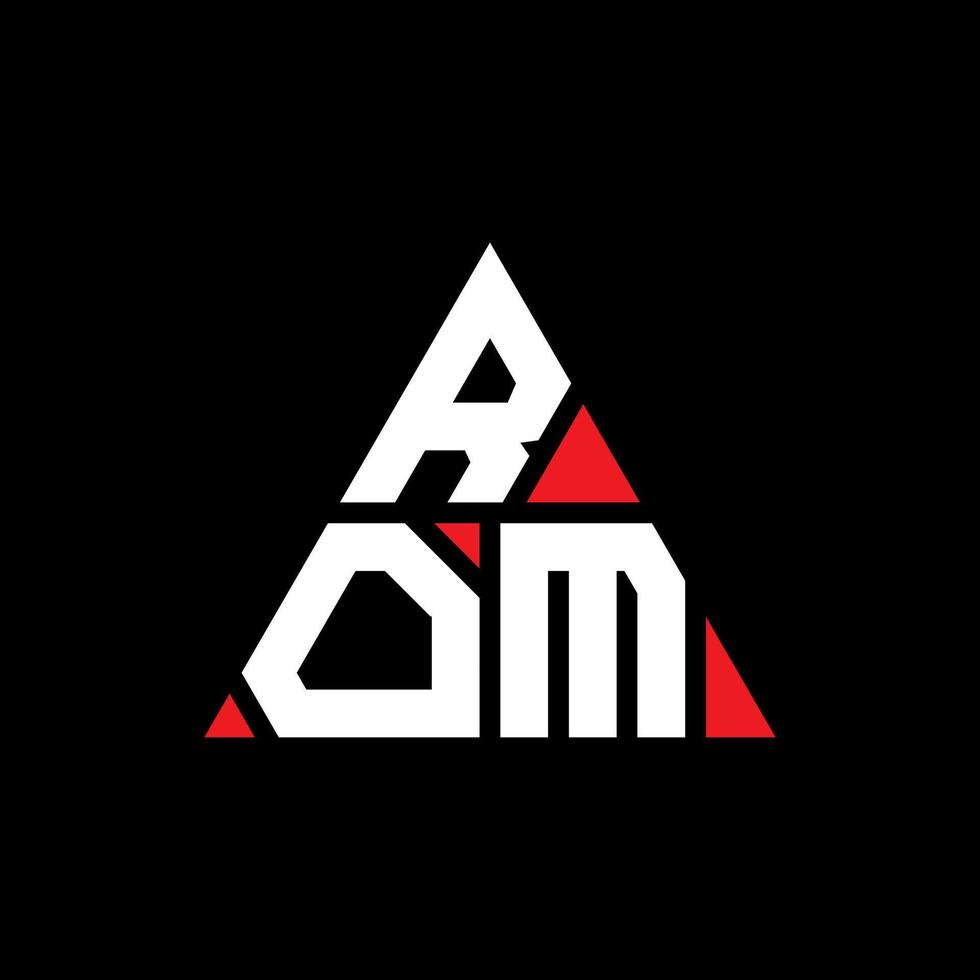 diseño de logotipo de letra de triángulo rom con forma de triángulo. monograma de diseño de logotipo de triángulo rom. plantilla de logotipo de vector de triángulo rom con color rojo. logo triangular rom logo simple, elegante y lujoso.