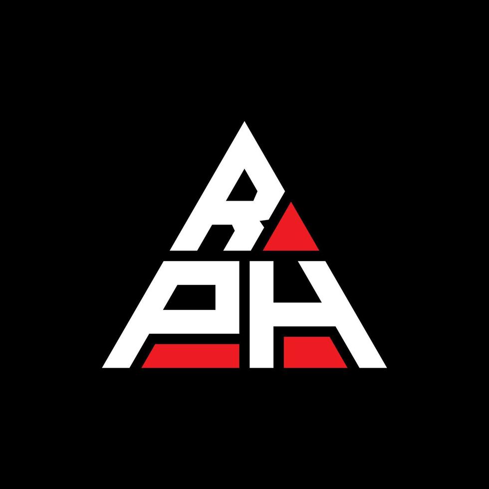 RPH triangle letter logo design with triangle shape. RPH triangle logo design monogram. RPH triangle vector logo template with red color. RPH triangular logo Simple, Elegant, and Luxurious Logo.