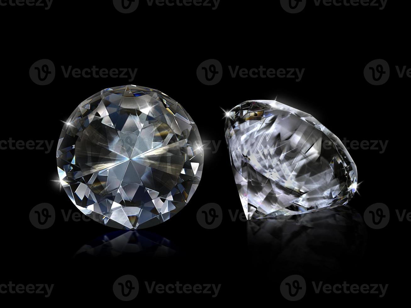 Dazzling diamond on black background photo