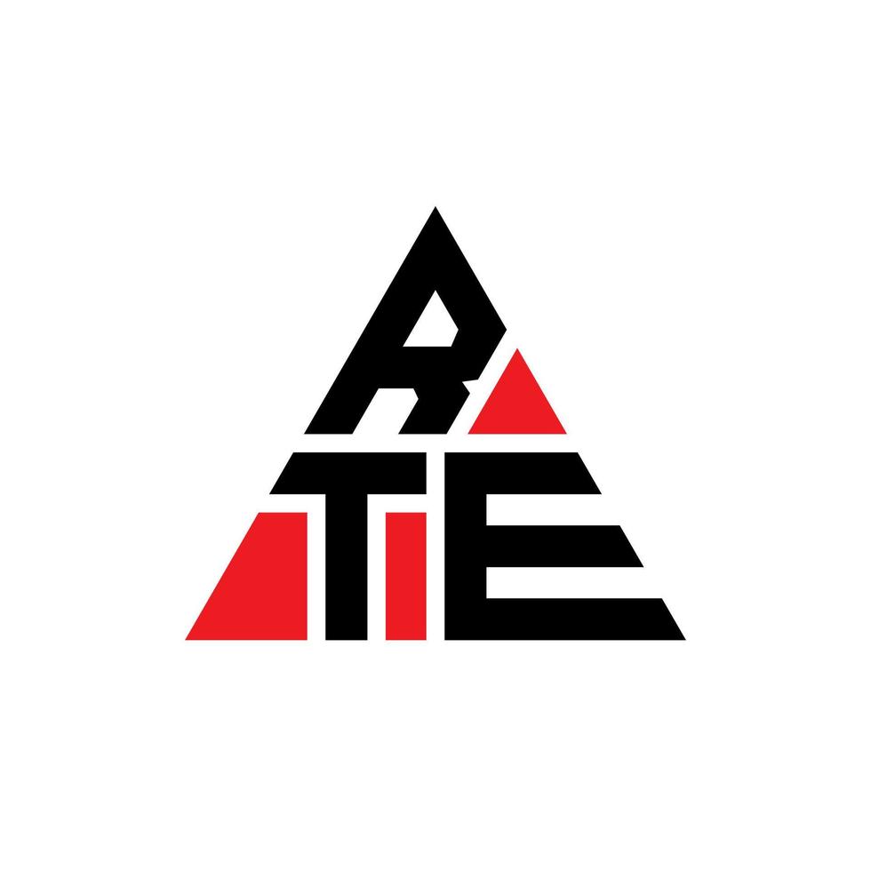 RTE triangle letter logo design with triangle shape. RTE triangle logo design monogram. RTE triangle vector logo template with red color. RTE triangular logo Simple, Elegant, and Luxurious Logo.