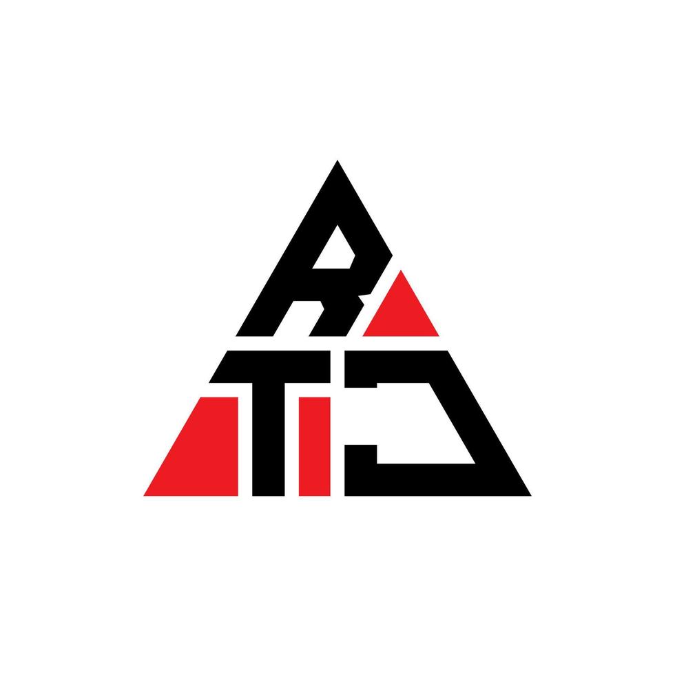 diseño de logotipo de letra triangular rtj con forma de triángulo. monograma de diseño del logotipo del triángulo rtj. plantilla de logotipo de vector de triángulo rtj con color rojo. logotipo triangular rtj logotipo simple, elegante y lujoso.