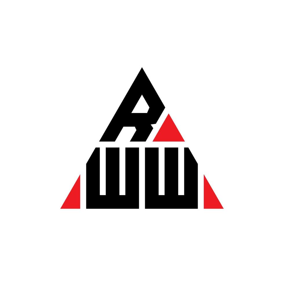 RWW triangle letter logo design with triangle shape. RWW triangle logo design monogram. RWW triangle vector logo template with red color. RWW triangular logo Simple, Elegant, and Luxurious Logo.