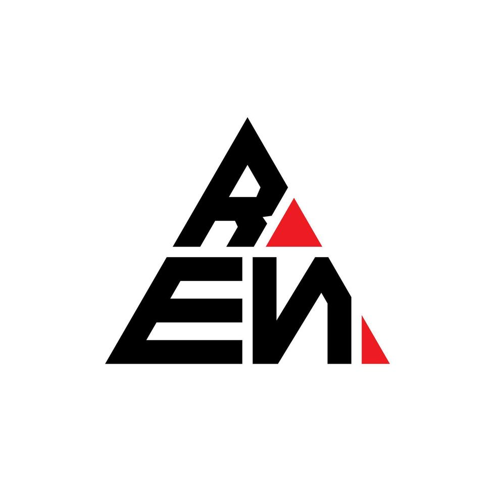 ren diseño de logotipo de letra triangular con forma de triángulo. monograma de diseño de logotipo de triángulo ren. ren plantilla de logotipo de vector de triángulo con color rojo. ren logo triangular logo simple, elegante y lujoso.