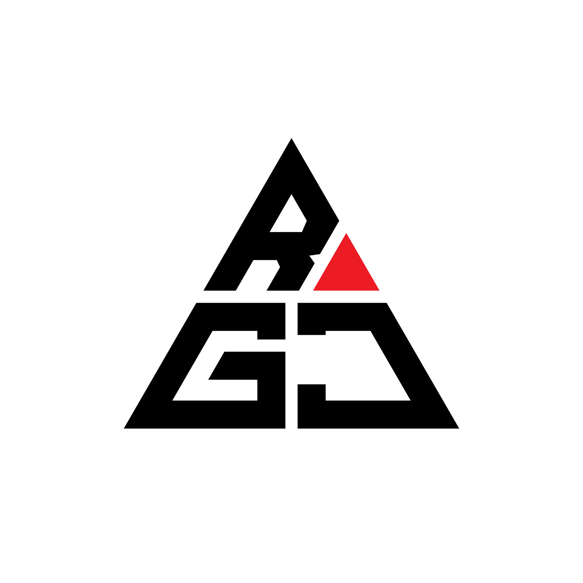 RGJ triangle letter logo design with triangle shape. RGJ triangle logo