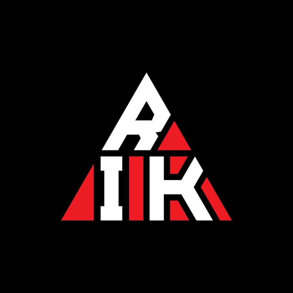 diseño de logotipo de letra de triángulo rik con forma de triángulo. monograma de diseño del logotipo del triángulo rik. plantilla de logotipo de vector de triángulo rik con color rojo. logo triangular rik logo simple, elegante y lujoso.