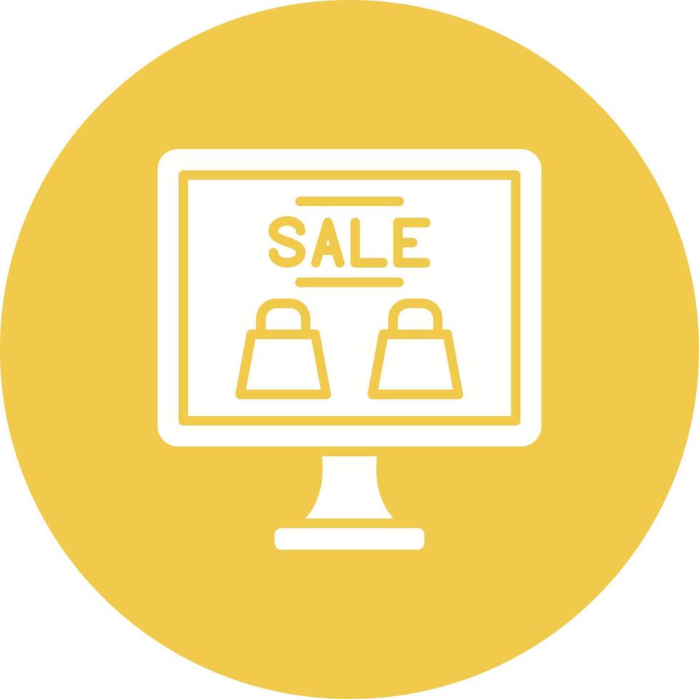 Online Sale Glyph Circle Background Icon vector
