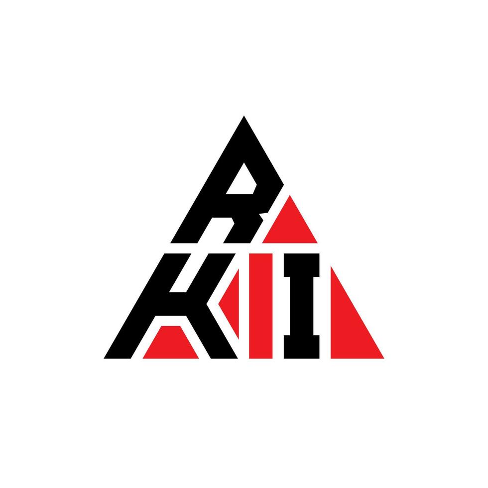 diseño de logotipo de letra triangular rki con forma de triángulo. monograma de diseño del logotipo del triángulo rki. plantilla de logotipo de vector de triángulo rki con color rojo. logotipo triangular rki logotipo simple, elegante y lujoso.