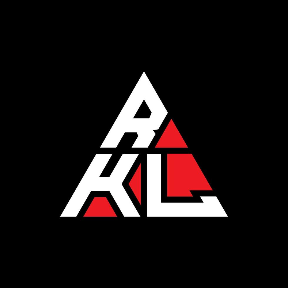 Diseño de logotipo de letra triangular rkl con forma de triángulo. monograma de diseño del logotipo del triángulo rkl. Plantilla de logotipo de vector de triángulo rkl con color rojo. logotipo triangular rkl logotipo simple, elegante y lujoso.