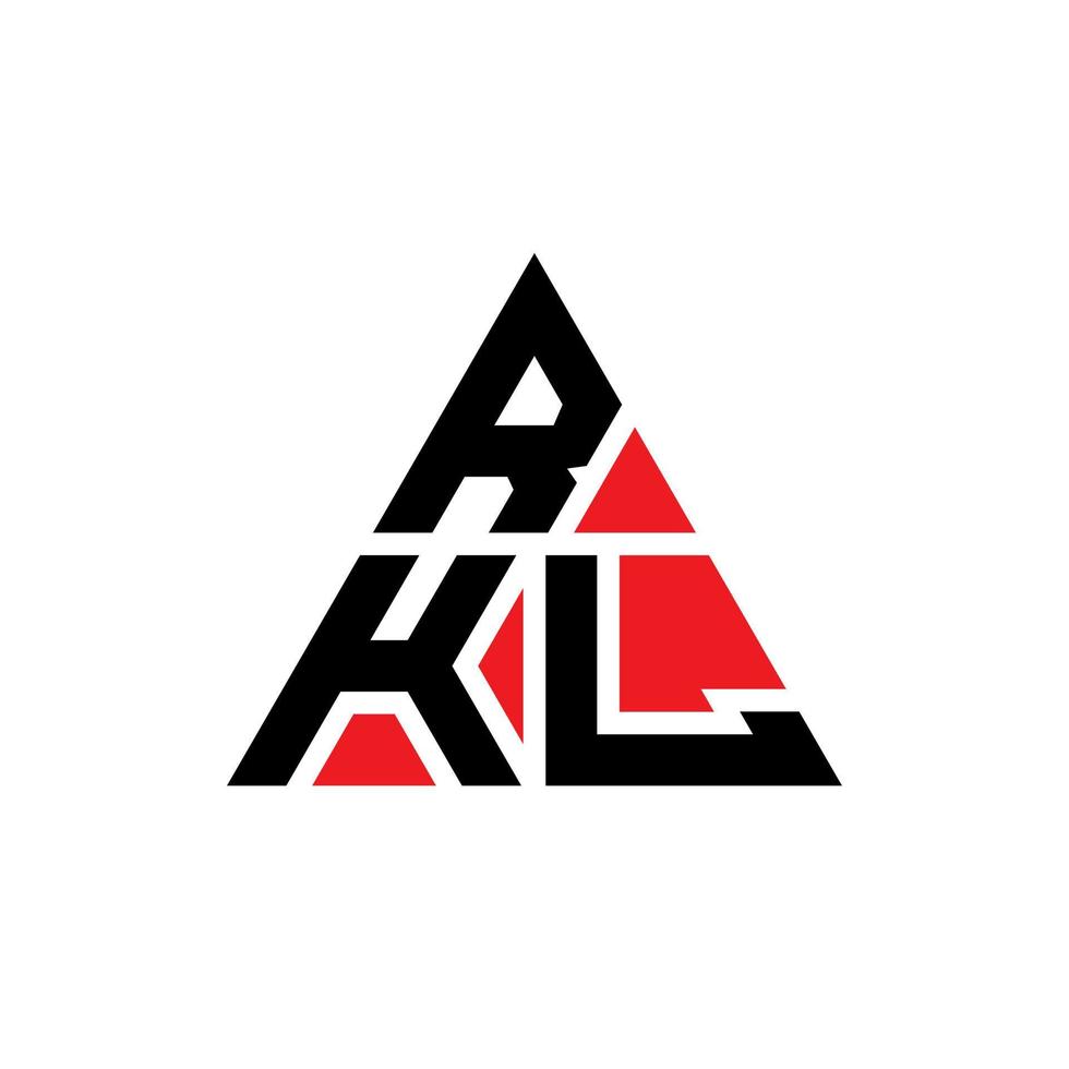 Diseño de logotipo de letra triangular rkl con forma de triángulo. monograma de diseño del logotipo del triángulo rkl. Plantilla de logotipo de vector de triángulo rkl con color rojo. logotipo triangular rkl logotipo simple, elegante y lujoso.