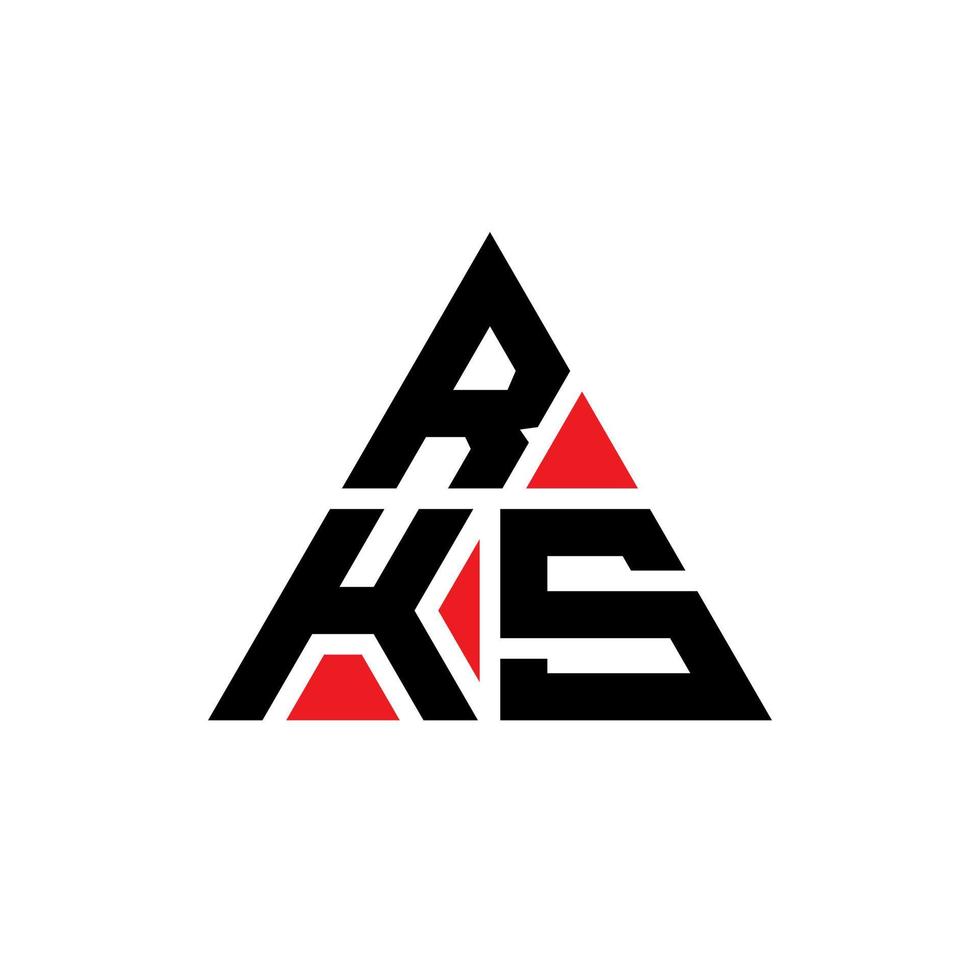 RKS triangle letter logo design with triangle shape. RKS triangle logo design monogram. RKS triangle vector logo template with red color. RKS triangular logo Simple, Elegant, and Luxurious Logo.