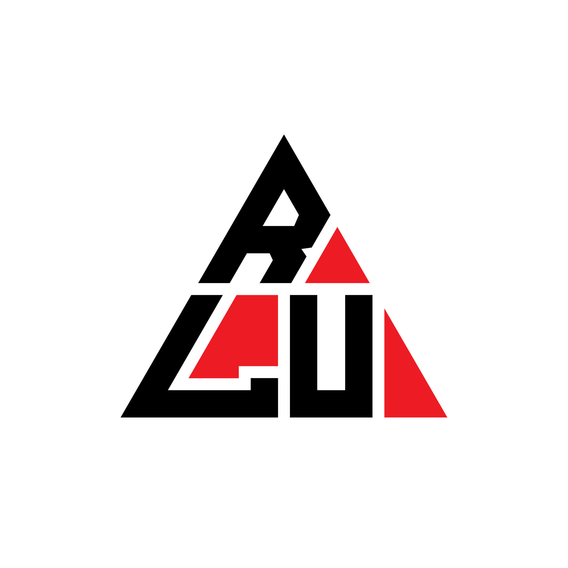 RLU triangle letter logo design with triangle shape. RLU triangle logo