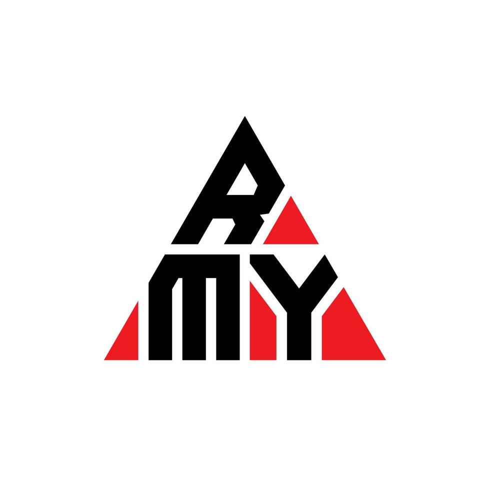 RMY triangle letter logo design with triangle shape. RMY triangle logo design monogram. RMY triangle vector logo template with red color. RMY triangular logo Simple, Elegant, and Luxurious Logo.