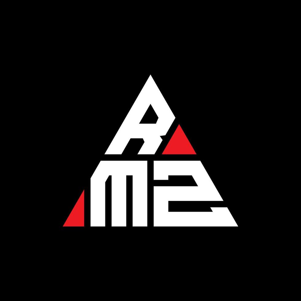 RMZ triangle letter logo design with triangle shape. RMZ triangle logo design monogram. RMZ triangle vector logo template with red color. RMZ triangular logo Simple, Elegant, and Luxurious Logo.