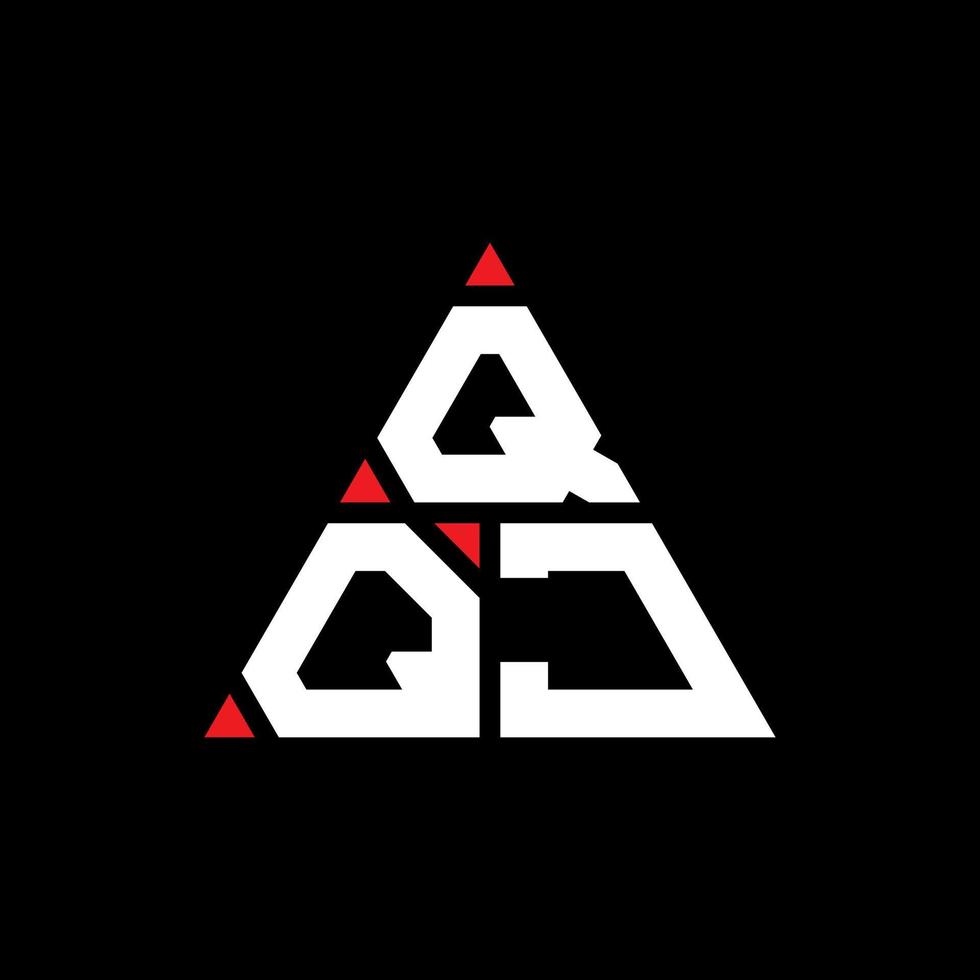 QQJ triangle letter logo design with triangle shape. QQJ triangle logo design monogram. QQJ triangle vector logo template with red color. QQJ triangular logo Simple, Elegant, and Luxurious Logo.