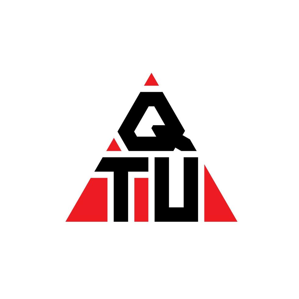 QTU triangle letter logo design with triangle shape. QTU triangle logo design monogram. QTU triangle vector logo template with red color. QTU triangular logo Simple, Elegant, and Luxurious Logo.