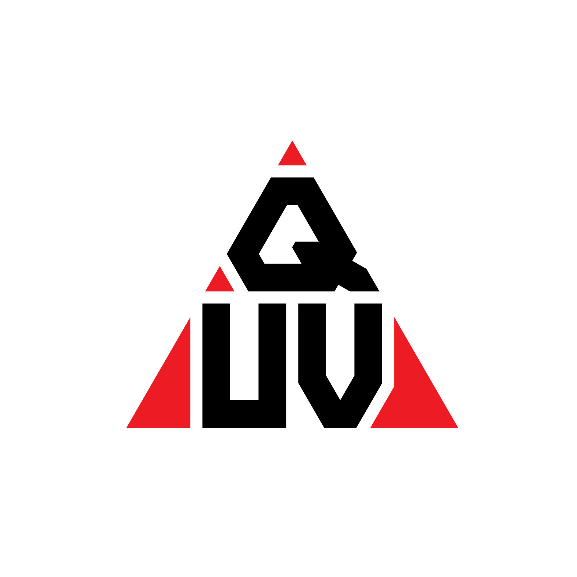 QUV triangle letter logo design with triangle shape. QUV triangle logo