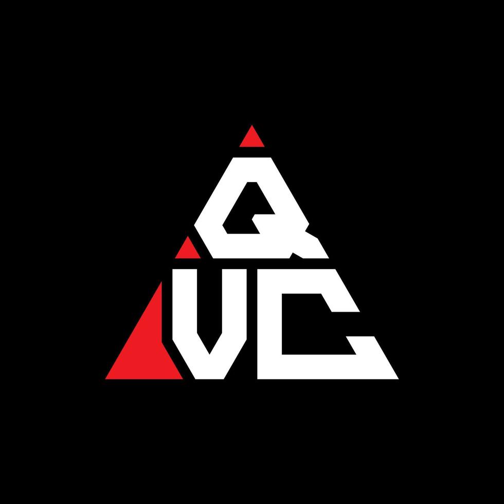 QVC triangle letter logo design with triangle shape. QVC triangle logo design monogram. QVC triangle vector logo template with red color. QVC triangular logo Simple, Elegant, and Luxurious Logo.