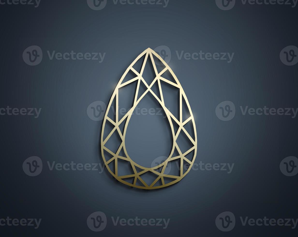 Abstract luxury template with gold diamond outlined shape photo