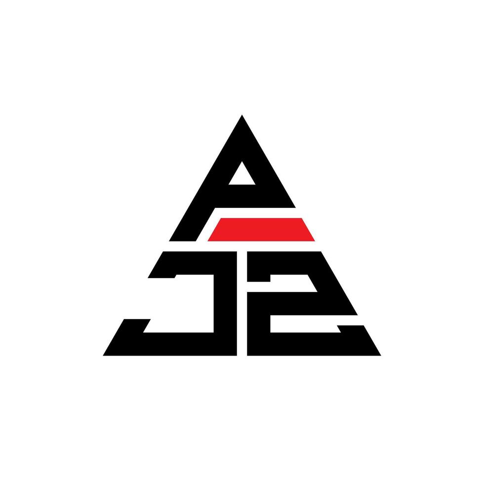 diseño de logotipo de letra triangular pjz con forma de triángulo. monograma de diseño del logotipo del triángulo pjz. plantilla de logotipo de vector de triángulo pjz con color rojo. logotipo triangular pjz logotipo simple, elegante y lujoso.